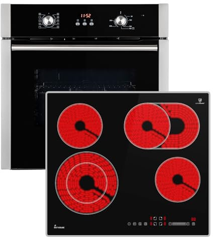 KKT KOLBE Autarkes Herdset | 60cm Einbaubackofen BO8805SS | 59cm Kochfeld CH5901AL | Grill | Heißluft | Timer | 2-fach Wärmeschutzverglasung | Kindersicherung | Knebelbedienung | SET8805CH59AL