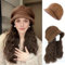 Kappe mit Haarverlängerung, Mütze mit Vlies, lange lockige gewellte Frisur, Perückenmütze, 40,6 cm, synthetisches Haarteil für Frauen, natürlich(Brown)