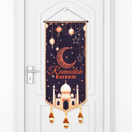 Ramadan-Banner, 100,5 x 39,5 cm Ramadan-Kareem-Banner Ramadan Türschild zum Aufhängen Eid-Mubarak Dekoration Ramadan Dekorationen für Zuhause