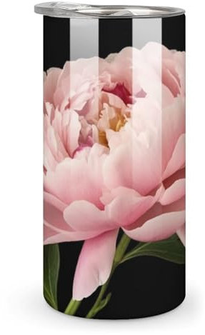 Helicopter Cup Insulated Coffee Cups Stainless Thermos Cup Vertical Cup Stanley Cup Tea Cup Sealed Drinking Lid Peony Printed Mugs For Office And Home 10 OZ