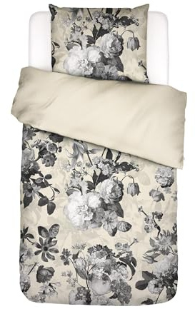 ESSENZA Bettwäsche Floor Vanille, 155x220 cm + 1x 80x80 cm - 100% Baumwollsatin 210TC - Blumen
