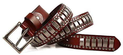 PZOFERLIN Gürtel Ktrshan Ledergürtel mit Dornschließe, Gürtel im Rock-Stil(Type 1,110)