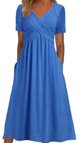 Générique Robe Ete Femme Mi Longue Fluide en Qui Cache Le Ventre Tunique Grande Taille Robes Femmes D Été Gaze De Chic Et Elegant Courte Trapeze Made in Italy Plage Boheme Chemise