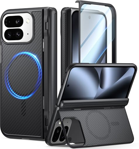 Poetic Revolution Flex Case for Google Pixel 10 Pro Fold, [Foldable Kickstand][Hinge Protection][MagSafe Compatible], Shockproof Slim Pixel 10 Pro Fold Cover with Built-in-Screen Protector, Black