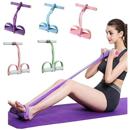Zephylix Corda di tensione multifunzione, 6 tubi, fascia elastica di resistenza per pedale, per yoga, per addome/vita/braccio/gambe, stretching, dimagrante, allenamento, blu