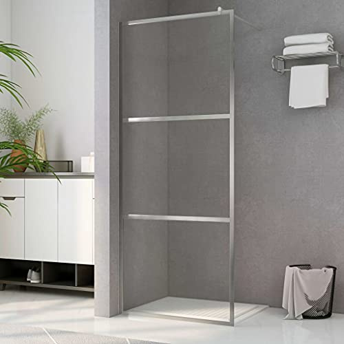 Mokuyary Parete doccia per cabina doccia con vetro temperato trasparente, 90 x 195 cm, parete doccia per cabina doccia, Walk in doccia, parete divisoria in vetro per bagno