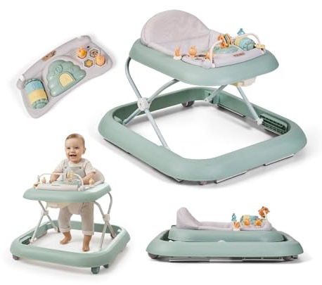 Buddy Baby Funny - Girello per Bambini con Base Antivuelco - Include Vassoio di Suoni e Giochi (Verde)