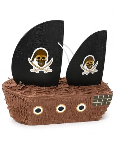 Piñata zum Befüllen - Große Pinata für Kindergeburtstag, Party & JGA - Lustiges Party Spiel in vielen Designs (Einhorn, Esel, Pirat, Herz) - Partydeko für Mädchen, Jungen, Erwachsene (Schiff)