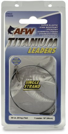 American Fishing Wire Titanium Single Strand Leader, Black, 50 Pound Test, 18-Inch