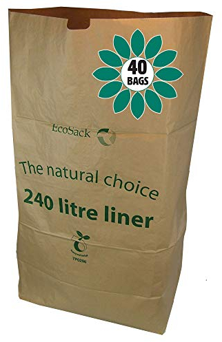 240 Litre x 40 Paper Compostable Wheelie Bin Liners - Biodegradable Sacks/Liners - Bioliner Eco Sack Bags with All-Green Composting Guide