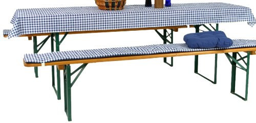 GO-DE 1153-20 FZG-Auflagen-Set, 3-teilig, 2 Bankauflagen und 1 Tischdecke, Karo blau / weiß Bank