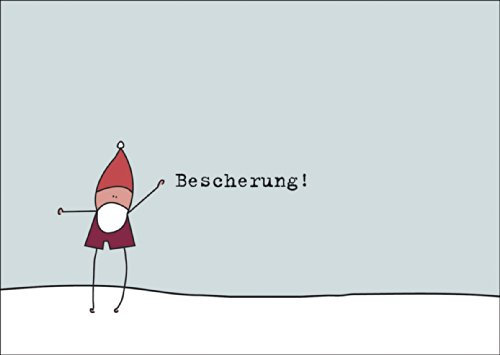 Fröhliche Weihnachtskarte Nette Weihnachts Geschenkkarte: Bescherung! • s Glückwunsch Karten Set mit Umschlag zu Weihnachten, Silvester für Familie, Freunde, Firmen Kollegen