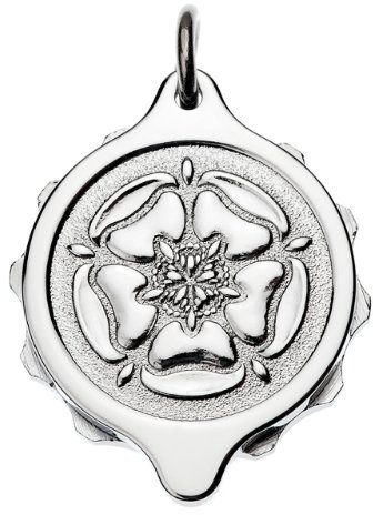 Chrome Plated SOS Talisman Pendant - Tudor Rose