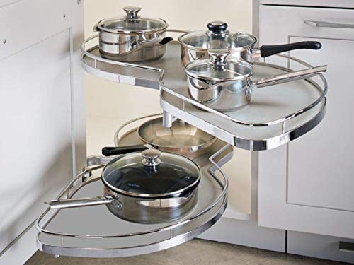 Kesseböhmer Eckschrank Schwenkauszug LeMans II 500 mm Rechts Eckschrank Beschlag inkl. Antirutschmattenset Orga-Grip Silbergrau von SOTECH