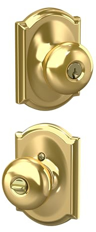SCHLAGE Plymouth Keyed Entry Door Knob, Interior/Exterior, Bright Brass