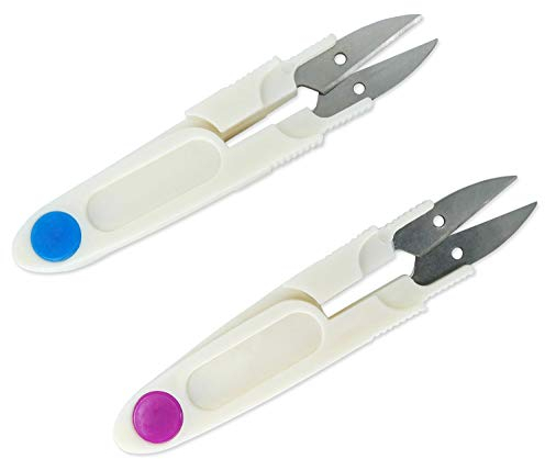 AKORD Thread Cutting Scissors Cotton Wool Clippers Snips Snip Cutters, White, 2-piece