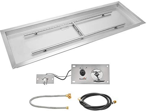 Stanbroil Rechteckige Feuerschale mit Funkenzündungsset, 91,4 cm, Erdgas-Version