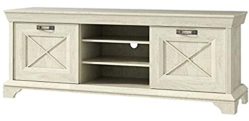 Forte Kashmir TV Unterschrank mit 2 Türen, Holzwerkstoff, Pinie Weiß, B x H x T: 147,4 x 66,3 x 48,2 cm