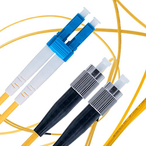 BEYONDTECH Jarretière Optique LC à FC OS2 Monomode Duplex (1 Mètre) - Cordon de Brassage Câble Fibre Optique UPC/UPC - 9/125 (LSZH)