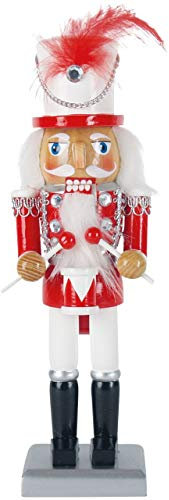 Nussknacker Holzfigur Trommler rot-weiß / 25 cm/Deko Figur Nussknacker Holz/handbemalt im Kunsthandwerks-Stil/weihnachtlich dekorieren