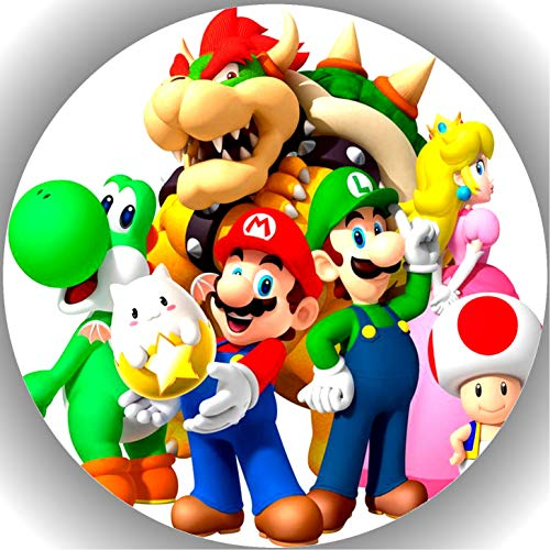 Für den Geburtstag ein Tortenbild, mit dem Motiv: Super Mario, Essbares Foto für Torten, Tortenbild, Tortenaufleger Ø 20cm ESSPAPIER Super Mario Nr. 17