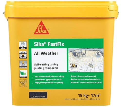 Sika FastFix All Weather Self-Setting Paving Jointing Compound – Ready to Use – No Mixing Required - Charcoal – 15kg – 17 sq. m