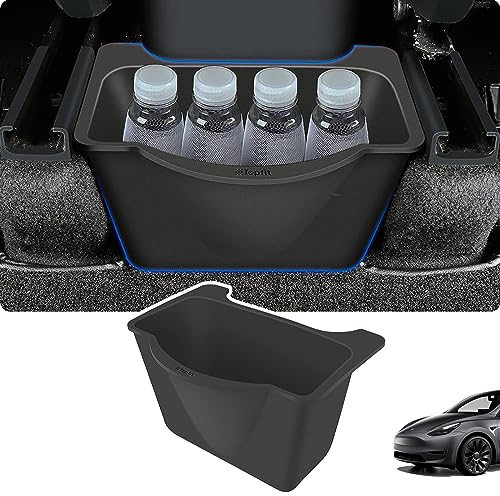 ThinsGO Tesla Model Y Rear Centre Console Storage Box, 2nd Row Passenger Storage for Accessories, Storage Box under Rear Air Conditioner, Noiseless, Large Opening, Silicone, Tesla Accessories