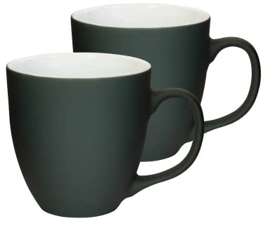 Mahlwerck Jumbotasse, Große Porzellan-Kaffeetasse mit matter Oberfläche, Urban Grey, Grau, 2er Set,400ml