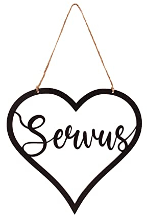 Bergliebe Wandhänger Herz Servus | Acryl | Wanddeko | Dekoschild | Garten | schwarz ca. 25,5 x 25 cm Pohmer Design