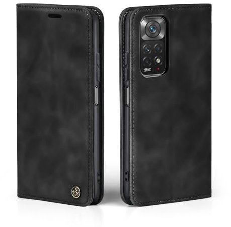 LBH Handyhülle für Xiaomi Redmi Note 11 Pro / 11 Pro 5G in Schwarz mit Karten- und Geldfach Smartphone Hülle mit Standfunktion Flip Case Schutzhülle Magnetverschluss Vintage
