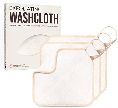 ZOMCHI 3er-Pack Peeling-Waschlappen, Premium-Gesichts- und Körperwaschlappen mit Weichheit und Scheuern auf zwei Seiten, langlebige Badetücher für Damen und Herren (weiß)