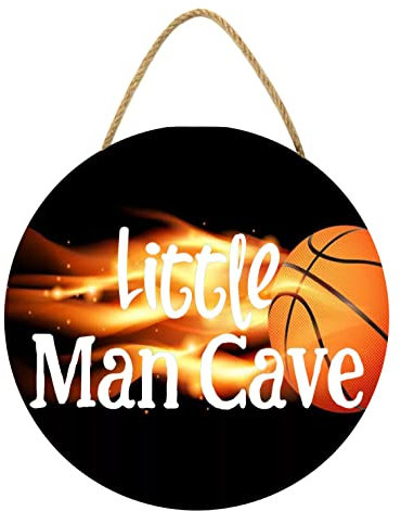 KPSheng Boy Room Decor,Basketball Wood Plaque Sign,Kids Room Decor, Toddler Door Sign,Baby Decor for Nursery,Little Man Cave Sign,Boys Room Decorations,Door Decor Hanging in Bedroom 11x11