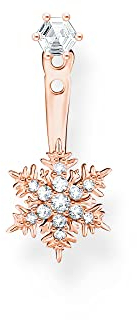 Thomas Sabo H2255-051-14 - Orecchini singoli, a forma di fiocco di neve, in argento sterling 925, con finitura in oro rosa 750, con zirconi, dimensioni: 19 x 9 mm, colore: rosa, 19x9 mm, Argento