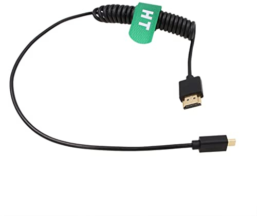 HangTon 4K 60Hz 8K Micro HDMI HDMI 2.1 Spiralkabel für Sony A6400 A7R A7s Canon R5 R6 R7 GH4 S5 Z50 Kamera ATOMOS Ninja V Portkeys Monitor Typ A D