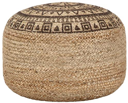 Makastle Handgefertigter Pouf Hocker Rund Sitzpouf Sitzhocker Sitzpuff Fußhocker Strick Puff Hocker für Wohnzimmer, Schlafzimmer, Braun 45 x 30 cm Jute