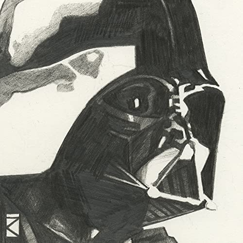 Star Wars Sketch Darth Vader Kunstdruck auf Leinwand, gerahmt, 30 x 30 cm, Weiß / Schwarz