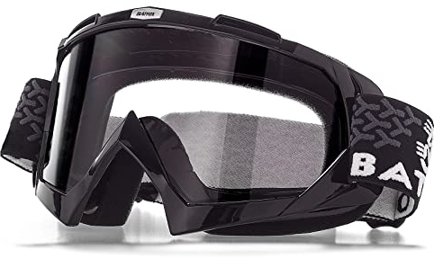 KINGBIKE Motocross Brille Mtb Brille Dirt Bike ATV Crossbrille goggle Sicherheit Tactical Riding Motorradbrillen für Herren Damen Jugend Fit ÜBer Brille (Schwarz-Durchsichtig, Erwachsene)