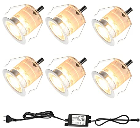 6er Set Led Terrassenbeleuchtung Terrassen Einbaustrahler Außen,DC12V Ø30mm 0.6W LED Einbaustrahler Aussen,Warmweißer 3000K Led Spot IP67 Led Boden Auße