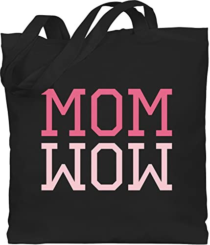 Baumwolltasche - Taschen - Mom Wow Mama Mutti Geschenk - Unisize - Schwarz - tasche zum muttertag mutter jutebeutel muttertagsgeschenk von kindern mami einkaufstasche