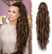 FESHFEN Lange Zopf Pferdeschwanz Haarextension mit kordelzug Lang Lockig Dunkelbraun und Blond Synthetik Haarverlängerung Natürliches Clip in Haarteil Ponytail Kunsthaar Haarzopf für Damen 65cm