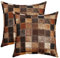 2er Set Kissenbezüge Kuhfell Kissenbezüge 40x40cm Weiches Rindsleder Rustikale Western Wild Animal Skin Quadrat Dekokissen Sofa Kissenhülle Dunkelbraun Kissenbezug Sofakissen Couchkissen