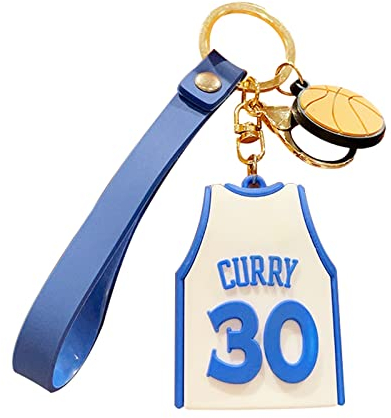 Floatdream Porte Clés Maillot, Cartoon Keychains, Maillot de Basket-Ball Porte-Clés, Image Délicate, für Souvenirs, les Ornements de Sac à Dos, les Fans de Basket(Maillot blanc n°30)