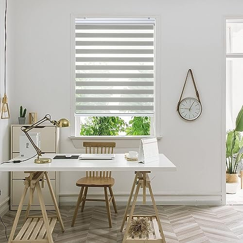 Lamellenvorhang 55 x 350 cm Einfache Montage, Schutz der Privatsphäre Sichtschutz-Rollo Inkl. Aller Montage-Teile für Schlafzimmer, Wohnzimmer, Hellgrau
