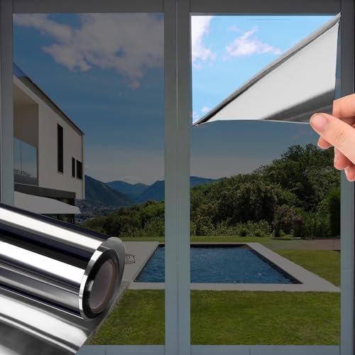 HEOMAITO Film Miroir Fenêtre sans Tain, Anti Chaleur Anti-Regard, Solaire Film Occultant Fenêtre Anti Chaleur UV, Protection de la Vie Privée 90x200cm (Noir)