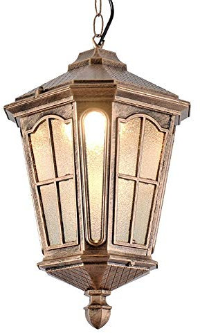 PEHUB European Victoria Metal Outdoor Pendant Light Fitting Waterproof IP54 Vintage Hanging Lamp Shade Pergola Retro Chandelier Lighting Hight Adjustable Garden Suspension Lantern E27 Flush Mount Ligh