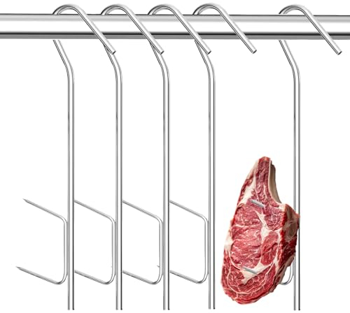 GOIEHIR 21cm Crochets de Fumage,5 Pièces Crochets Fumoirs pour Poisson Viande, pour Suspendre du Poisson Fumé, de La Viande, des Saucisses