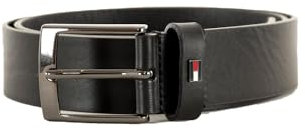 Tommy Hilfiger Herren Gürtel Adan New Leather mit Flagge aus Leder, Schwarz (Black), 105 cm