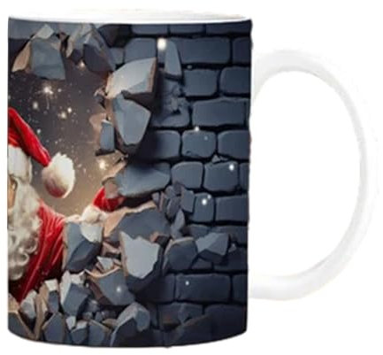 jiyun Tasse en Céramique de Noël 350ml - Mug à Café avec Motif Père Noël et Bonhomme de Neige