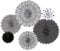 Cigtsico 6 Pcs Hanging Paper Fans, Party Paper Fans Decoration Pom Pom Paper Fans Paper Garlands Ceiling Wall Decor Rainbow Party Event Decorations Photo Back Drop (Black White)