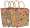 12 Pcs Kraft Paper Gift Bags - 4 Styles Floral Printed With Handles for Party, Birthday, Valentine, Wedding - Sweet Bags for Girls, Ladies, Kids, Adults
